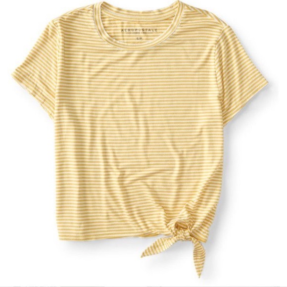 Aeropostale Tops - Aeropostal yellow striped crop top